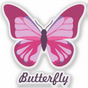 Sticker Papillon rose et violet avec texte personnalisé