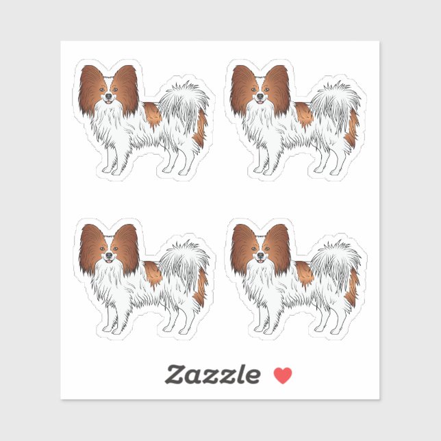 Sticker Papillon Rouge Et Blanc Dessins Animés Mignons De  (Feuille)
