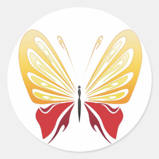 Sticker papillon rouge jaune