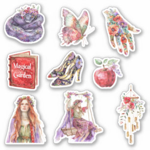 Sticker Papillon Serpent Violet Jardin Floral