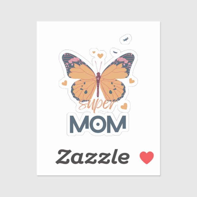 Sticker Papillon Super MOM (Feuille)