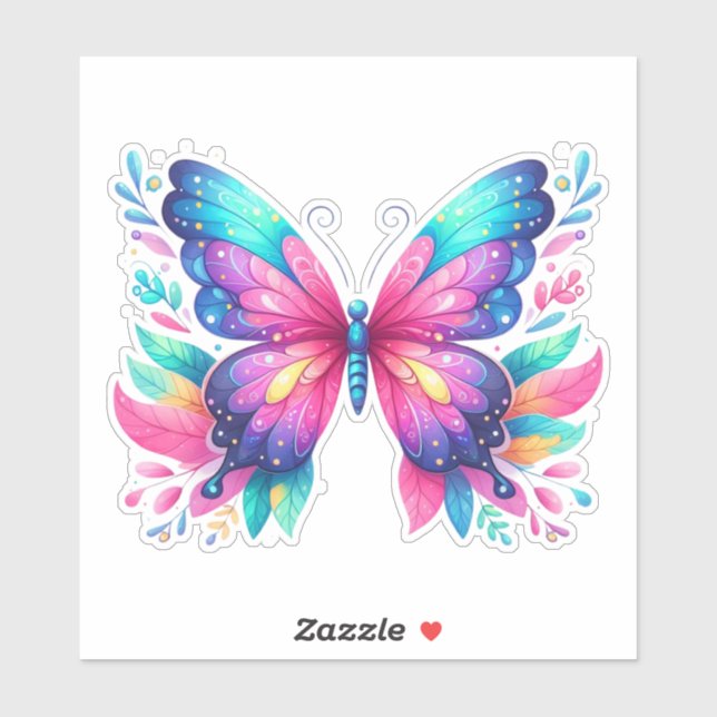 Sticker papillon vibrant (Feuille)
