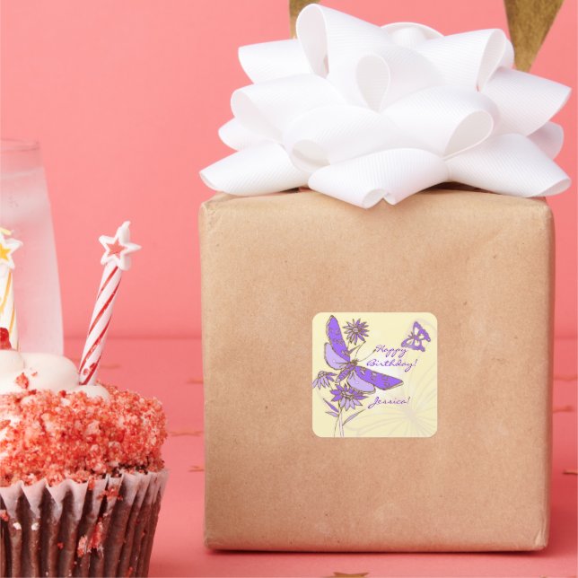 Sticker Papillon violet Peach (Fête)