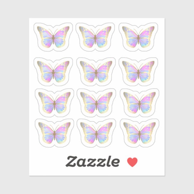 Sticker papillons aux couleurs pastel (Feuille)