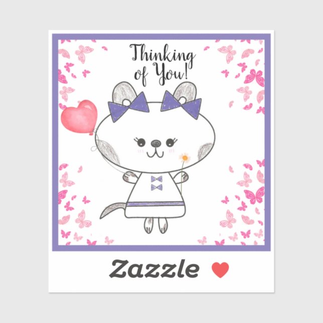 Sticker Papillons, Coeurs et Bows mignons Kitty (Feuille)