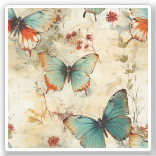 Sticker Papillons et fleurs Vintages colorés (3)