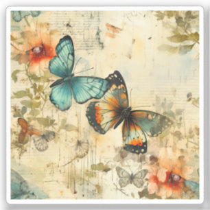Sticker Papillons et fleurs Vintages colorés (8)