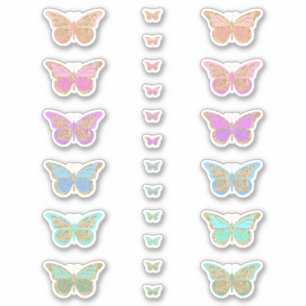 Sticker Papillons Pailletés Pastel Colorés