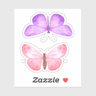 Sticker Papillons violets roses