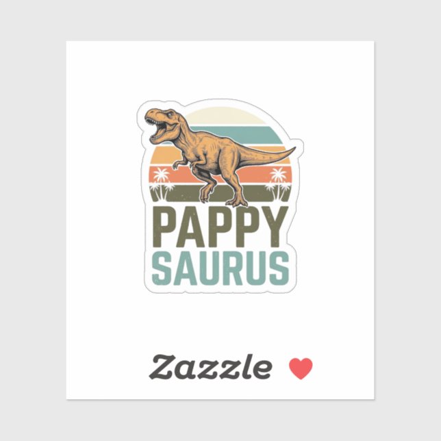 Sticker Pappysaurus Drôle Dinosaure Vintage Chemise Couche (Feuille)