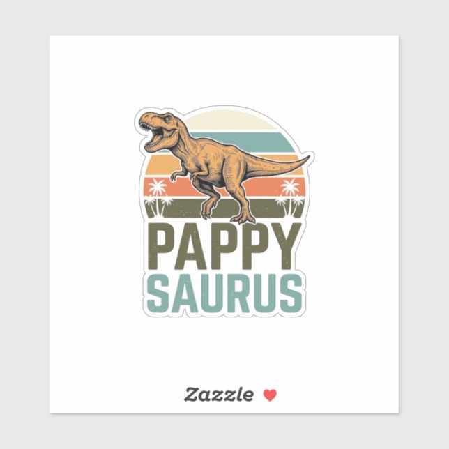 Sticker Pappysaurus Drôle Dinosaure Vintage Chemise Couche (Feuille)
