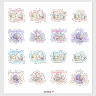 Sticker Pâques Bunnies Oiseaux Paniers Oeufs Mignons