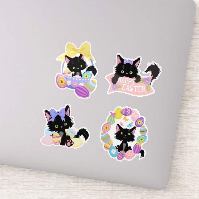 Sticker Pâques mignonne Kitten Pastel (Détail)