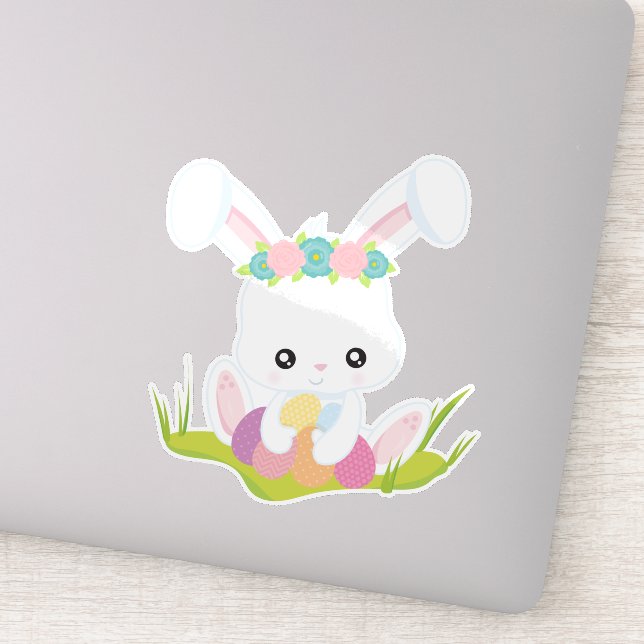 Sticker Pâques, Oeufs de Pâques, Mignonne Lapin, Lapin Bla (Détail)