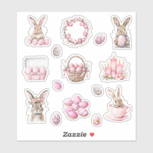 Sticker Pâques rose Pastel