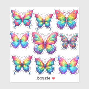 Sticker paquet de papillons arc-en-ciel