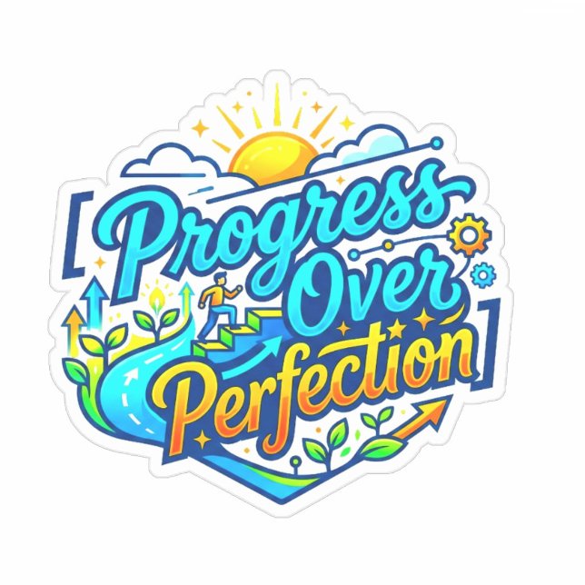 Sticker Par Enseignant Motivationnel | Progrès Plutôt que  (Perfect for planners, laptops, or water bottles, the "Progress Over Perfection" sticker )