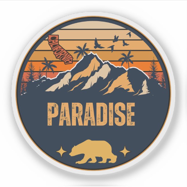 Sticker Paradise town, Californie (Devant)