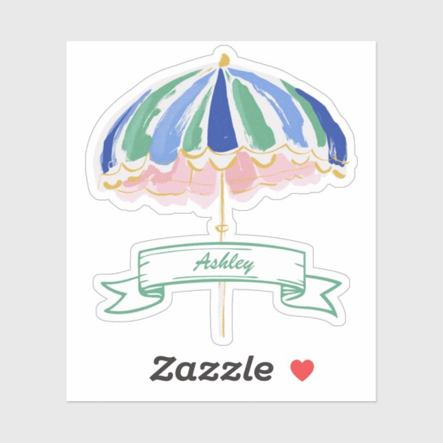 Sticker Parapluie de plage côtier personnalisé pour enterr (Feuille)