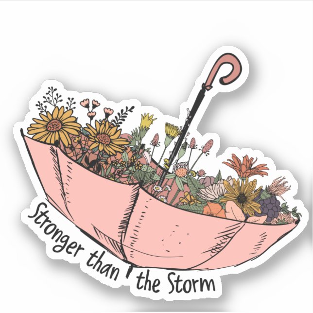 Sticker Parapluie Fleurs Sauvages Plus Fort Que La Tempête (Devant)