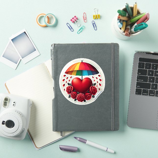 Sticker Parapluie pour amoureux : Abri de coeur (Couverture iPad)