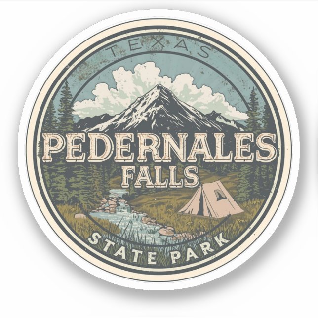 Sticker Parc d'État de Pedernales Falls Texas, Hill Countr (Devant)