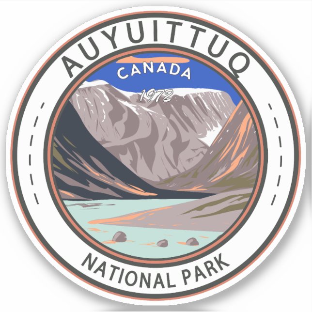 Sticker Parc national Auyuittuq Canada Tourisme et art Vin (Devant)