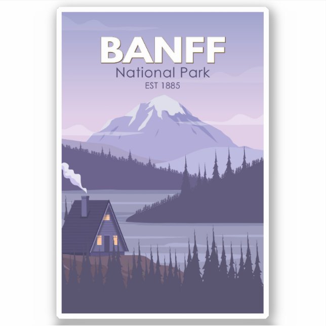 Sticker Parc national Banff Canada Vintage Voyage (Devant)