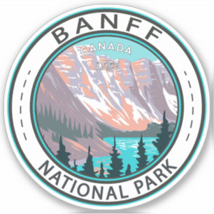Sticker Parc national Banff Moraine Lac Vintage