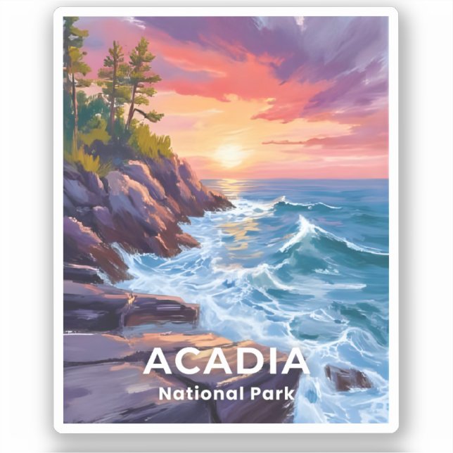 Sticker Parc national d'Acadia | Otter Cliffs Voyage dans  (Recto)
