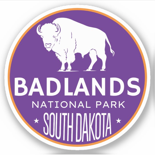 Sticker Parc national de Badlands bisonRoad trip dans le D (Devant)