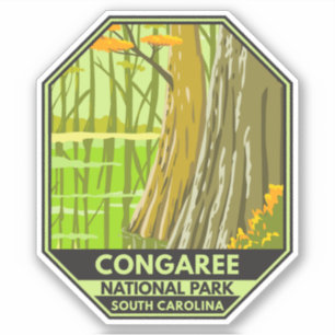 Sticker Parc national de Congaree Caroline du Sud Rétro