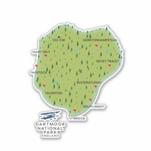 Sticker parc national de Dartmoor Angleterre carte