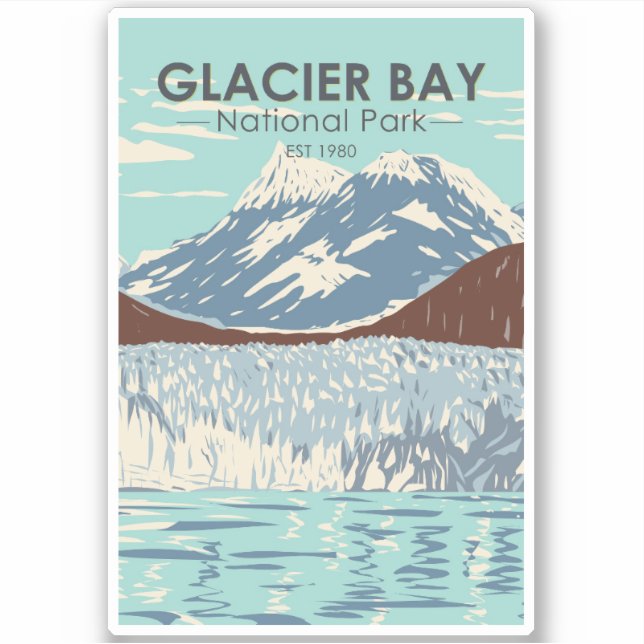 Sticker Parc national de Glacier Bay Alaska Vintage (Devant)
