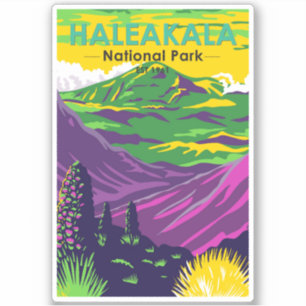 Sticker Parc national de Haleakala Hawaii Retro
