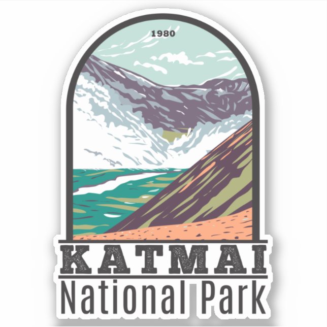 Sticker Parc national de Katmai Vintage Alaska (Devant)
