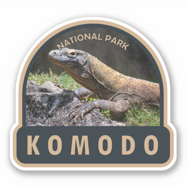 Sticker Parc national de Komodo Indonésie Vintage (Devant)