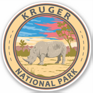 Sticker Parc national de Kruger Rhinoceros blancs Art de v