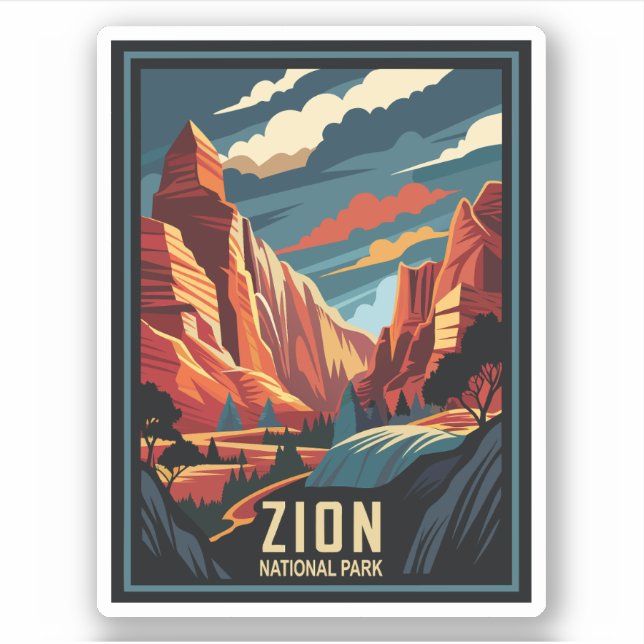 Sticker Parc national de la Zion Retro (Devant)