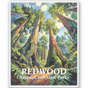 Sticker Parc national de Redwoods Californie Van Gogh sur