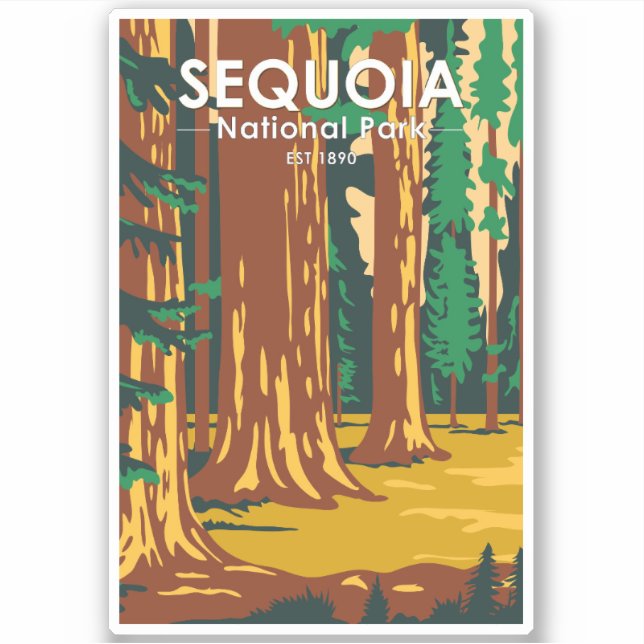 Sticker Parc national de Sequoia Sequoia Arbres géants Vin (Devant)
