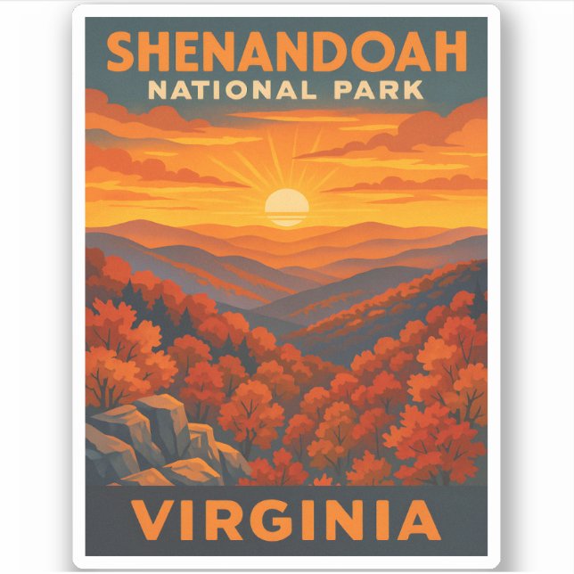 Sticker Parc national de Shenandoah Vintage voyage Virgini (Devant)