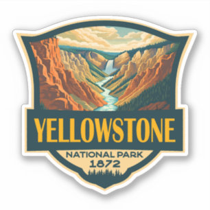 Sticker Parc national de Yellowstone Grand Canyon Art rétr
