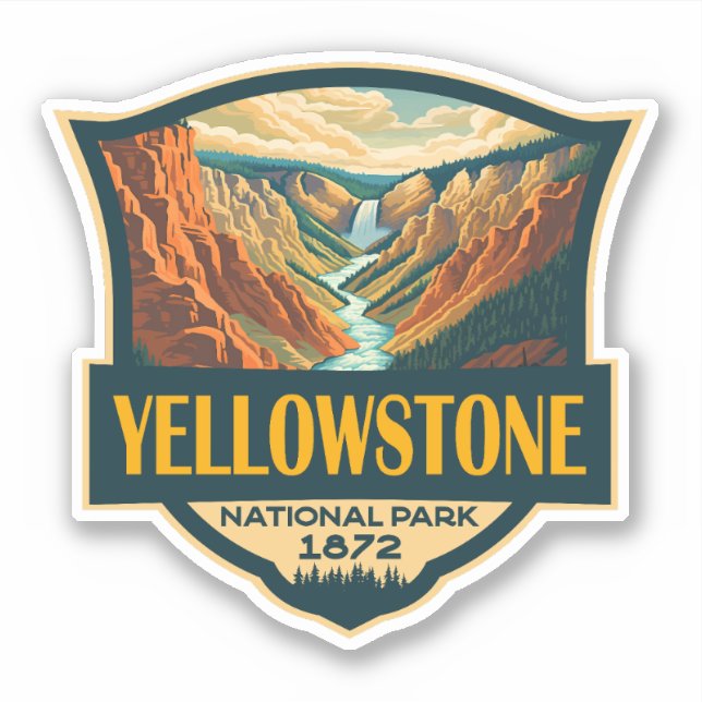 Sticker Parc national de Yellowstone Grand Canyon Art rétr (Devant)