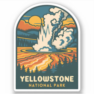 Sticker Parc national de Yellowstone, Vintage voyage rétro