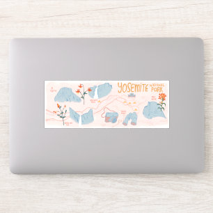 Sticker Parc national de Yosemite Californie Carte illustr