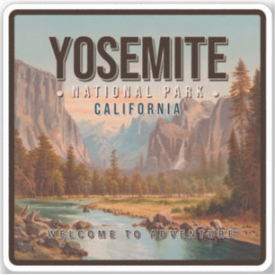 Sticker Parc national de Yosemite Californie Vintage année