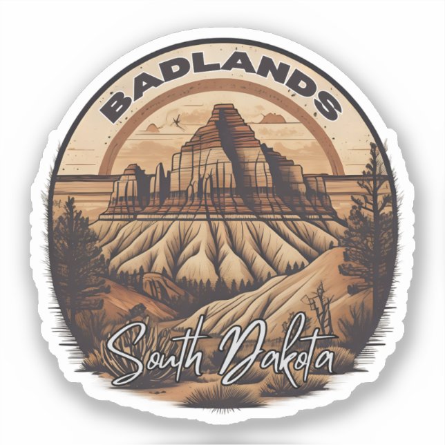 Sticker Parc national des Badlands Route du dakota du Sud (Recto)