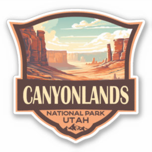 Sticker Parc national des Canyons Illustration Rétro