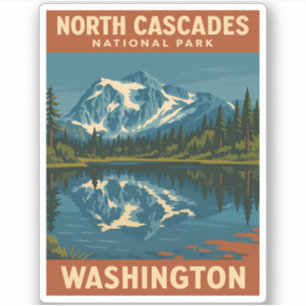 Sticker Parc national des Cascades-Nord Vintage voyage rét